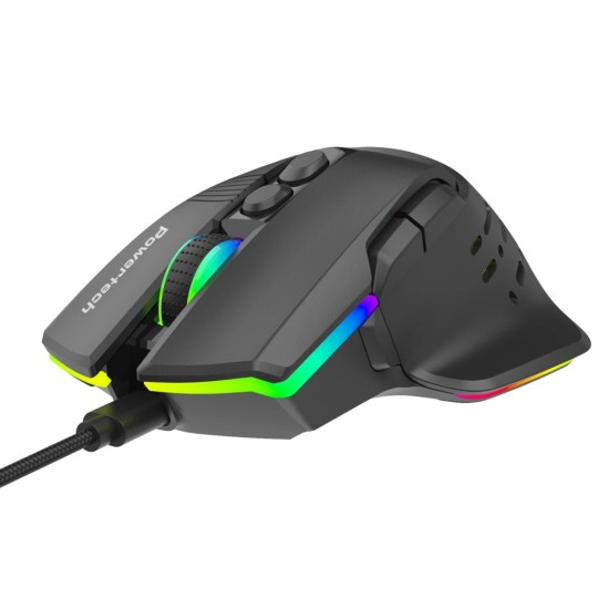 POWERTECH ενσύρματο gaming ποντίκι PT-1274, RGB φως, οπτικό, 12000DPI, μαύρο