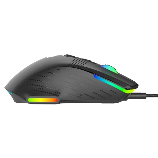 POWERTECH ενσύρματο gaming ποντίκι PT-1274, RGB φως, οπτικό, 12000DPI, μαύρο
