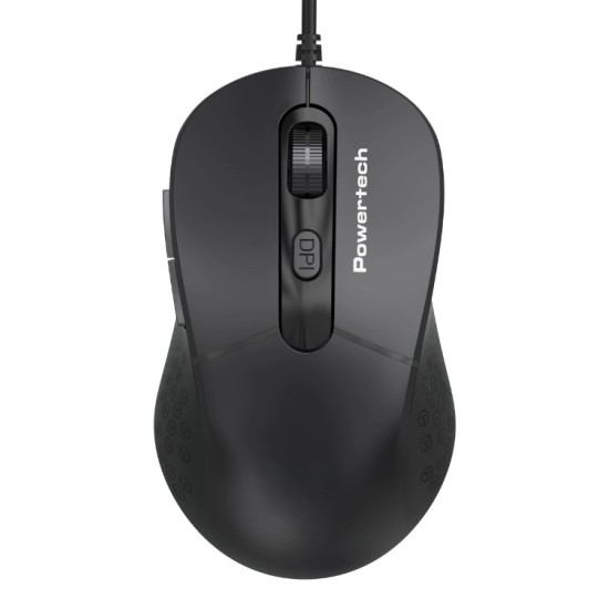 POWERTECH ενσύρματο ποντίκι PT-1467, οπτικό, έως 1600DPI, μαύρο