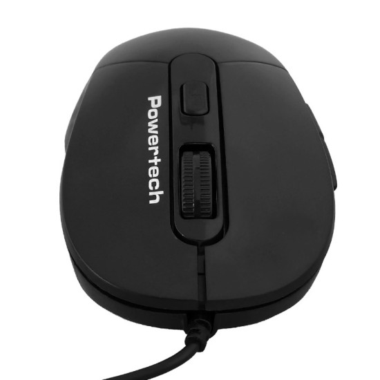 POWERTECH ενσύρματο ποντίκι PT-1467, οπτικό, έως 1600DPI, μαύρο