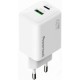 POWERTECH φορτιστής τοίχου PT-1551, USB/USB-C, 45W, GaN, AVS, λευκός