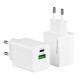POWERTECH φορτιστής τοίχου PT-1551, USB/USB-C, 45W, GaN, AVS, λευκός