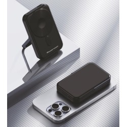 POWERTECH power bank με οθόνη PT-1416, 10000mah, magnetic wireless, 22.5W, μαύρο