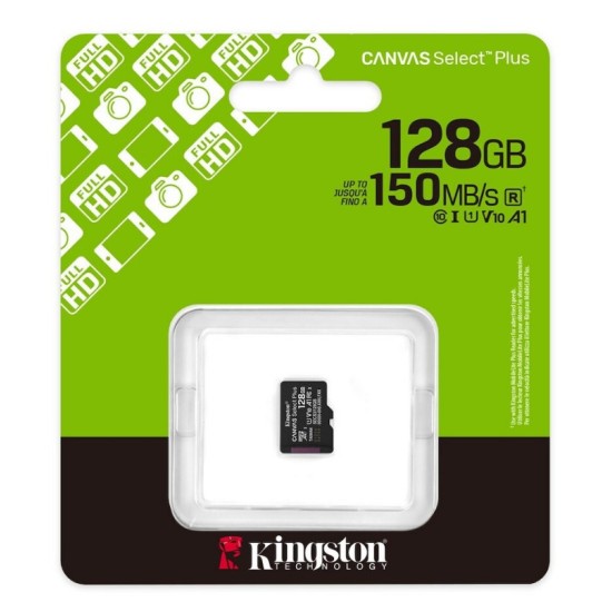 KINGSTON SDCS3/128GBSP CANVAS SELECT PLUS GEN3 128GB MICRO SDXC 150MB/S A1