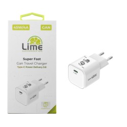 LIME TYPE C GAN PD 3.0 SUPER FAST TRAVEL QC 3.0 WHITE