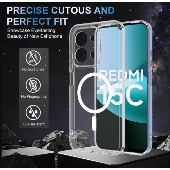 Case for Xiaomi Redmi 15C Clear Case 2 mm Mag Cover compatible with MagSafe transparent