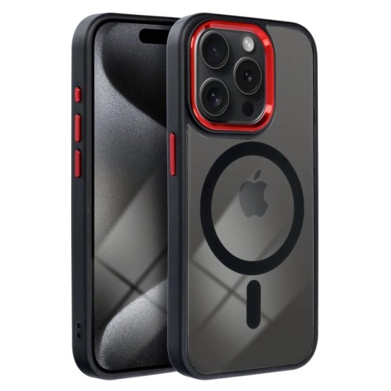 Case for iPhone 17 PRO MAX Color Edge Mag Cover compatible with MagSafe black-red