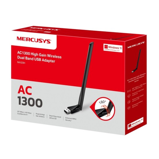 MERCUSYS ασύρματος USB αντάπτορας δικτύου MA30H, AC1300, Dual Band, V.2.0 MERCUSYS ασύρματος USB αντάπτορας δικτύου MA30H, AC1300, Dual Band, V.2.0