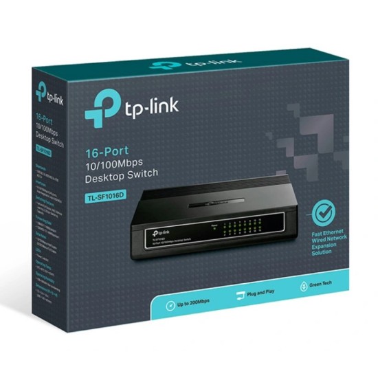 TP-LINK Desktop Switch TL-SF10016D, 10/100Mbps, 16 Θύρες, Ver. 7.0