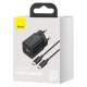 Baseus Γρήγορος Φορτιστής Τοίχου Super Si 1C USB Type-C 25W PD 3A 1m Μαύρο