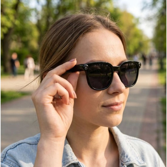 Smart AI glasses with music and recording, black glass, TITMO G-200, black