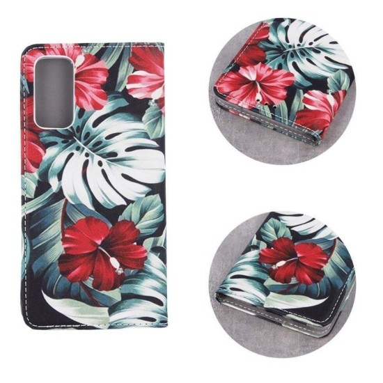 Θήκη SMART TRENDY Book for Samsung A32 4G, Πολύχρωμα λουλούδια Κόκκινα