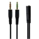 AWEI καλώδιο 3.5mm θηλυκό σε 2x 3.5mm αρσενικό AUX-002, 0.20m, μαύρο