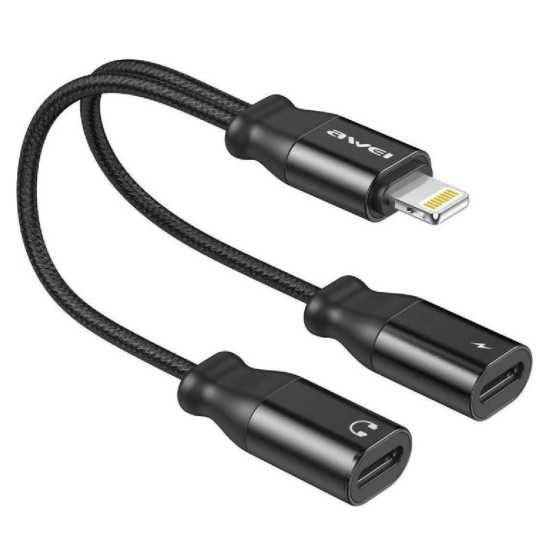 Awei αντάπτορας Lightning σε 2x Lightning CL-72, 2A, Μαύρο
