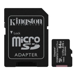 Kingston SDCS2/64GB CANVAS SELECT Plus 64GB Micro SDXC 100R A1 C10 CARD + SD Adapter