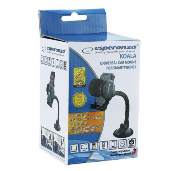 Rotary Car Holder Esperanza 39-110mm Koala Μαύρο