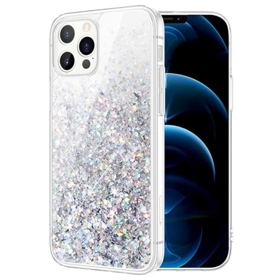 Back Case Liquid Sparkle TPU iPhone 12 / 12 Pro 6.1 Ασημί
