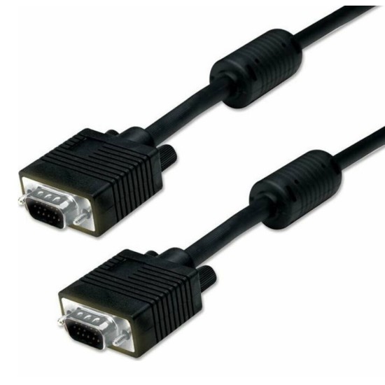 Powertech Καλώδιο VGA 15pIn M-M, Full HD, CCS, 3+6, 2x ferrites, 1.5m Μαύρο