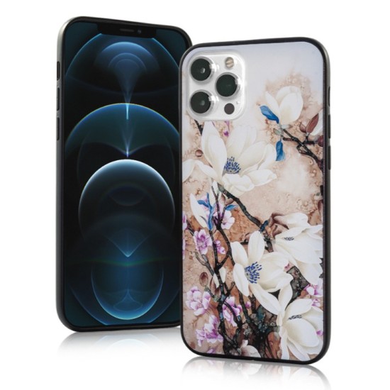 Back Case Flowers iPhone 12 Pro Max 6,7' Λευκό