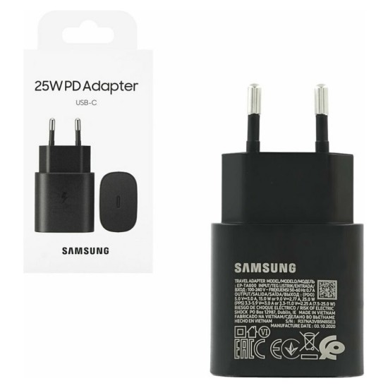 Φορτιστής ταξιδίου Samsung USB Type-C 25W Μαύρο EP-TA800NBEGEU