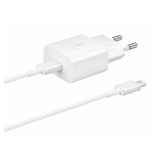 Samsung USB wall charger Type C 15W PD AFC + USB cable Type C EP-T1510XWEGEU Λευκό