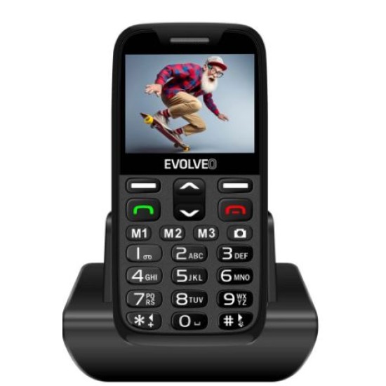 EVOLVEO EasyPhone XR, κινητό τηλέφωνο για ηλικιωμένους με βάση φόρτισης, μαύρο
