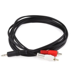 Powertech καλώδιο 2x RCA Male σε Jack 3,5mm Male, 1.5m Μαύρο