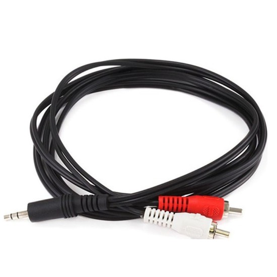 Powertech καλώδιο 2x RCA Male σε Jack 3,5mm Male, 1.5m Μαύρο