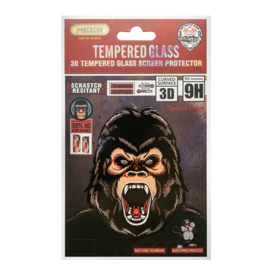 Προστατευτικό τζαμάκι Tempered glass Mocoson, για iPhone X, 3D, Full Glue, 0.3mm, Μαύρο