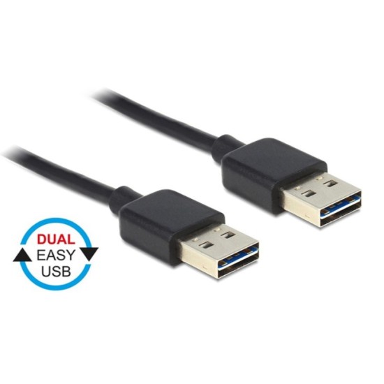 Powertech Καλώδιο USB 2.0 σε USB 2.0 Type A, Dual Easy USB, 1.5m, Μαύρο