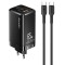 Usams φορτιστής τοίχου MTXLOGTC01 Gan με καλώδιο, 3xUSB, 65W, Μαύρο