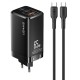 Usams φορτιστής τοίχου MTXLOGTC01 Gan με καλώδιο, 3xUSB, 65W, Μαύρο