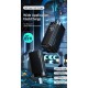 Usams φορτιστής τοίχου MTXLOGTC01 Gan με καλώδιο, 3xUSB, 65W, Μαύρο