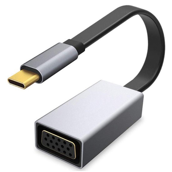 Adaptor HQ USB Type C to VGA 1080 60Hz Platinet Γκρι
