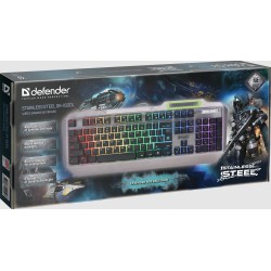 Πληκτρολόγιο Defender GK-150DL Stainless Steel Wired Stalker Mechanical Gaming Keyboard Ασημί