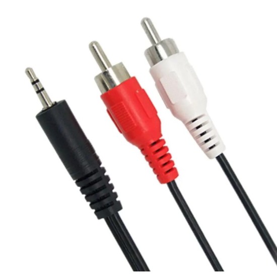 POWERTECH καλώδιο 2x RCA Male σε Jack 3,5mm Male, 1.5m