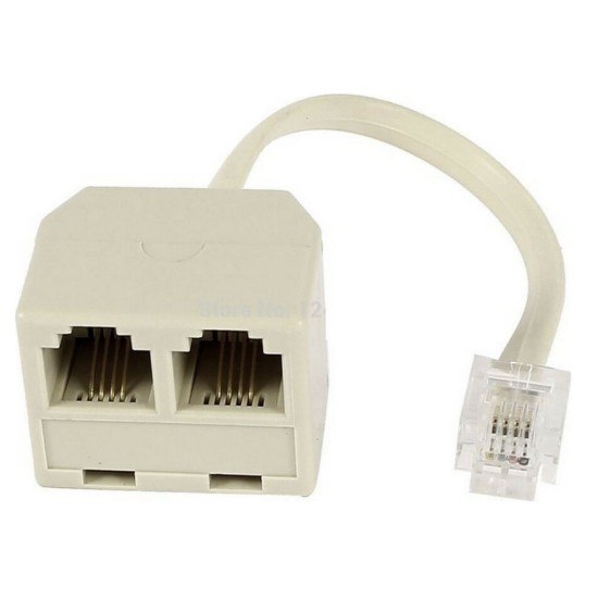 Powertech Adapter 6p4c 1x αρσενικό 0.20cm σε 2x θηλυκό, RJ11, λευκό