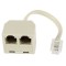 Powertech Adapter 6p4c 1x αρσενικό 0.20cm σε 2x θηλυκό, RJ11, λευκό