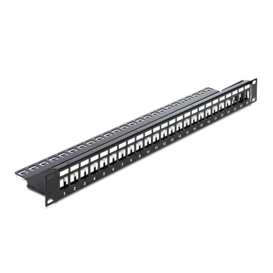 Delock Keystone Patch Panel, για 19" rack, 24 ports, Μαύρο