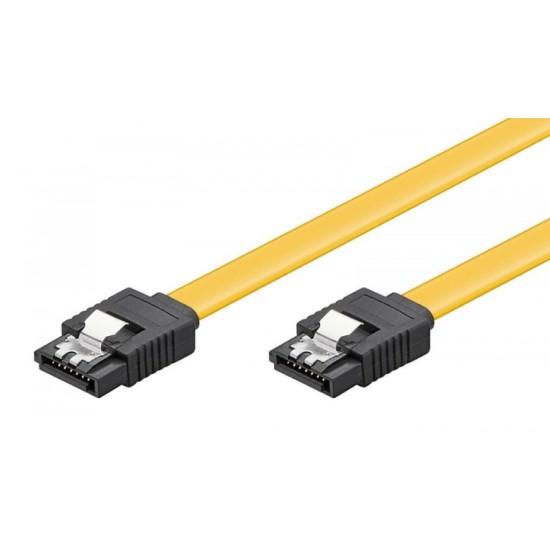 Powertech Καλώδιο Sata σε Sata 7-Pin CAB-W024, με Μεταλλική Ασφάλεια 0.5M Κίτρινο