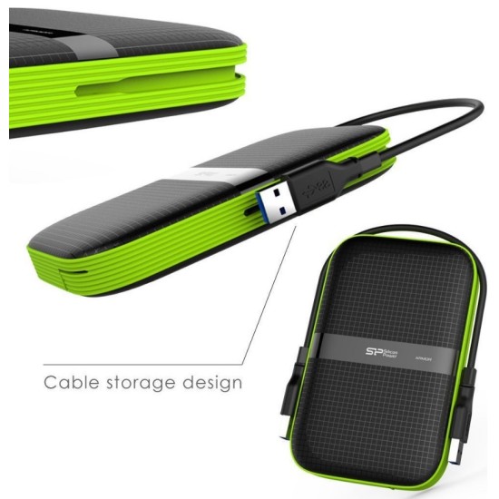 Silicon Power εξωτερικός HDD Armor A60 1TB, USB 3.1, Μαύρο