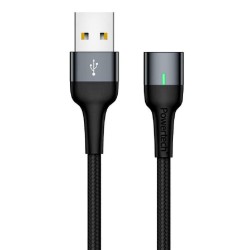 Powertech Καλώδιο USB 2.0 PT-757, μαγνητικό, 1m, Μαύρο