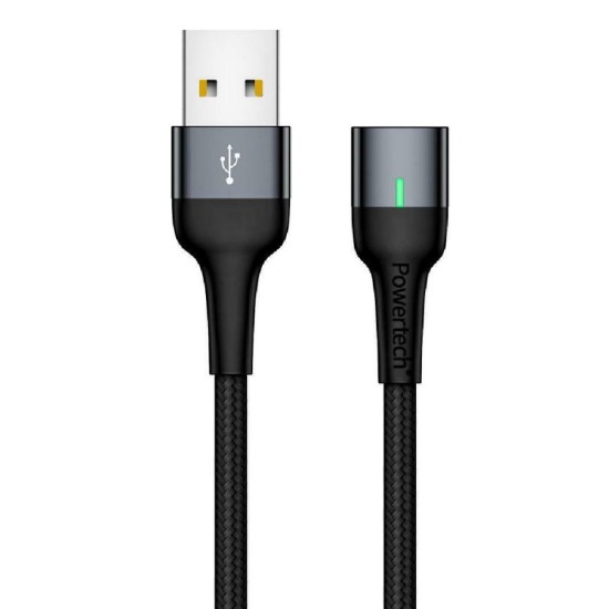 Powertech Καλώδιο USB 2.0 PT-757, μαγνητικό, 1m, Μαύρο