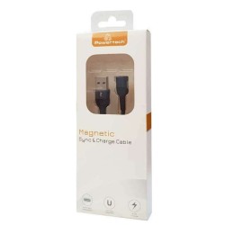 Powertech Καλώδιο USB 2.0 PT-757, μαγνητικό, 1m, Μαύρο