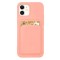 Card Case silicone wallet case with card holder documents for iPhone 13 Pro Max ροζ