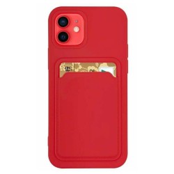 Card Case silicone wallet case with card holder documents for iPhone 13 Pro Max κόκκινο Card Case silicone wallet case with card holder documents for iPhone 13 Pro Max κόκκινο