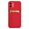 Card Case silicone wallet case with card holder documents for iPhone 13 Pro Max κόκκινο