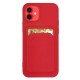 Card Case silicone wallet case with card holder documents for iPhone 13 Pro Max κόκκινο