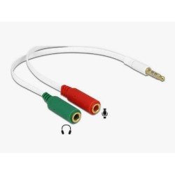 Delock Αντάπτορας από 2x 3.5mm 3-pIn (F) σε 3.5mm 4-pIn (M), λευκός