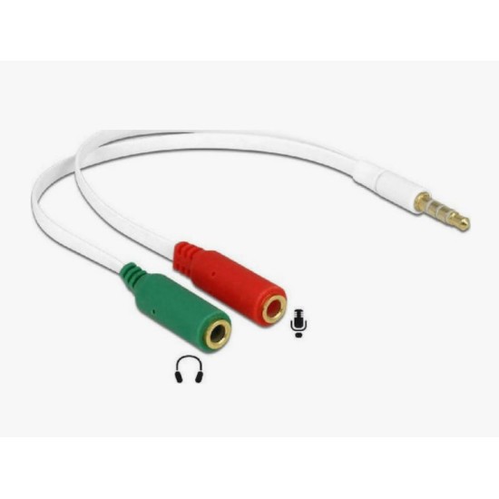 Delock Αντάπτορας από 2x 3.5mm 3-pIn (F) σε 3.5mm 4-pIn (M), λευκός